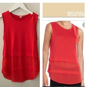 MICHAEL Michael Kors Mixed Media Tiered Top